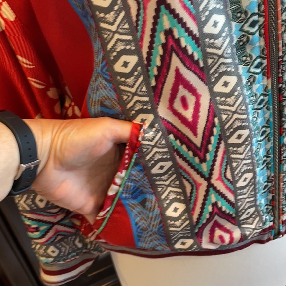 Johnny Was Silk Reversible Bomber Jacket - Picture 8 of 11